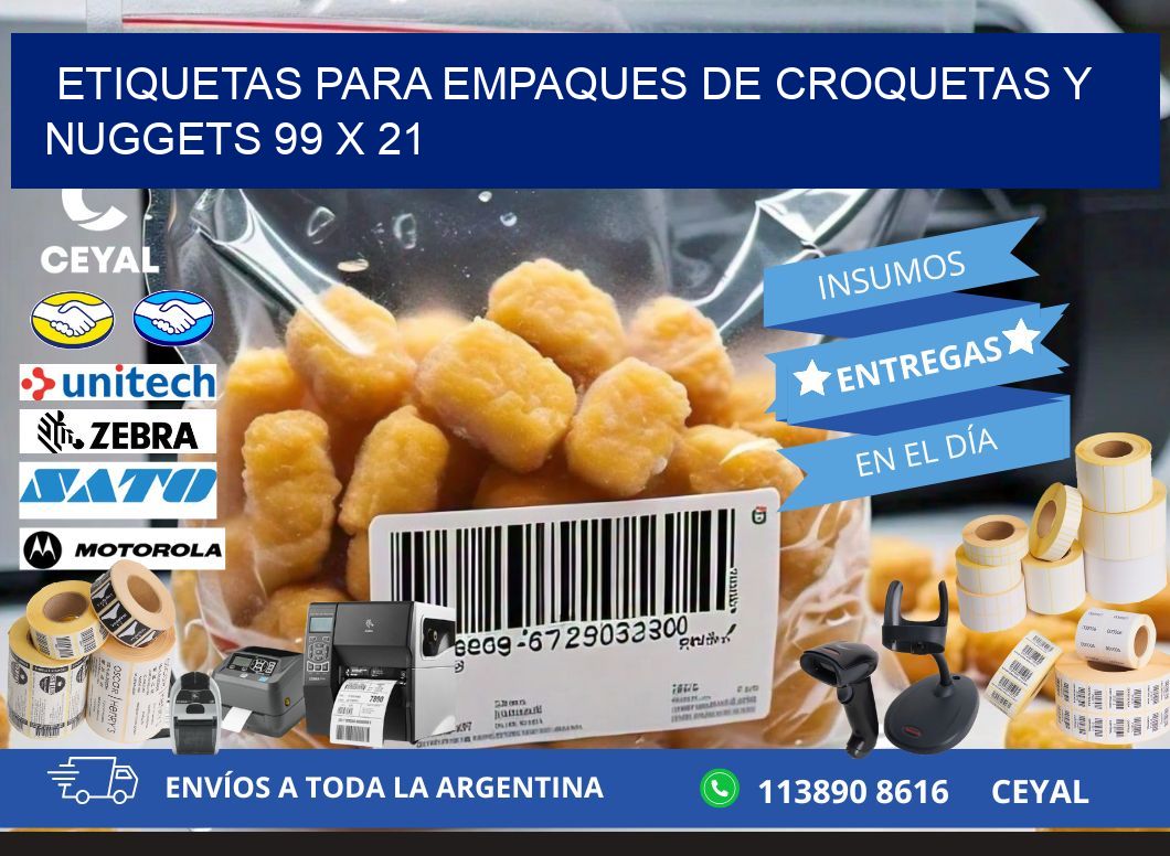 Etiquetas para empaques de croquetas y nuggets 99 x 21