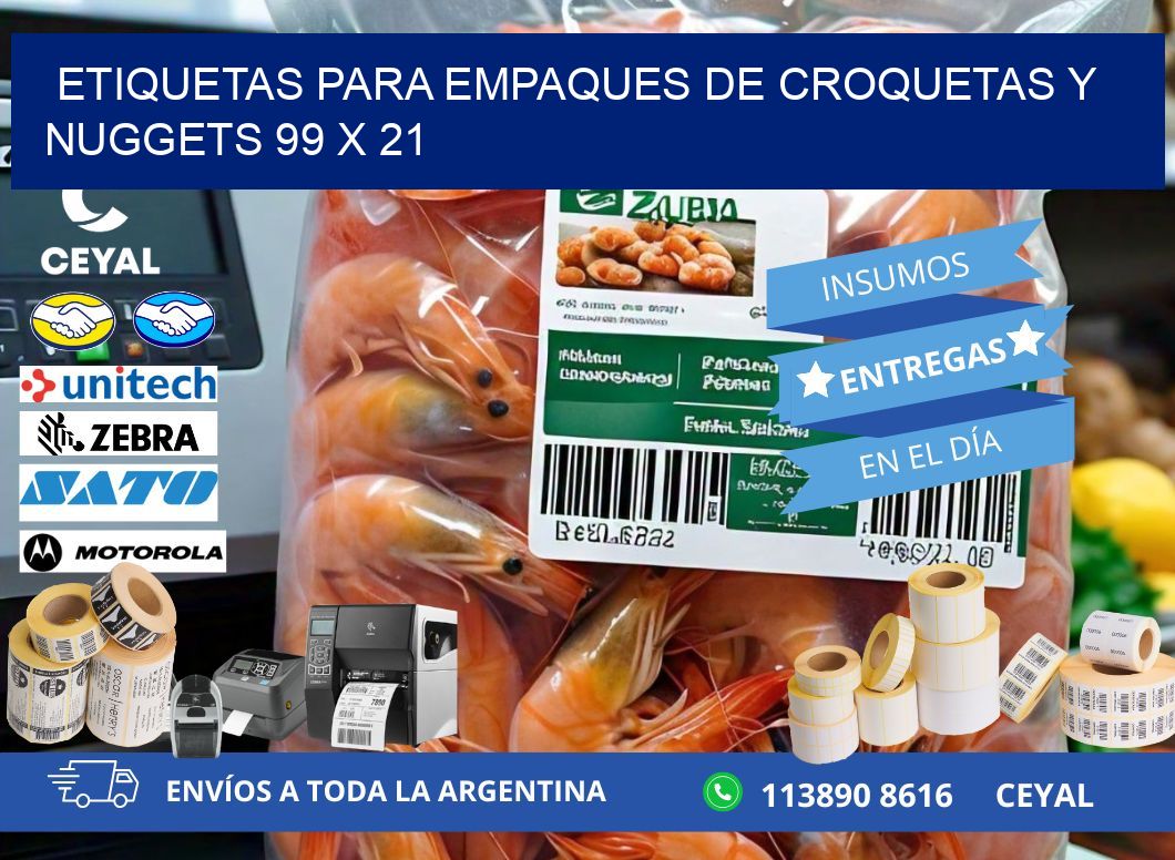 Etiquetas para empaques de croquetas y nuggets 99 x 21