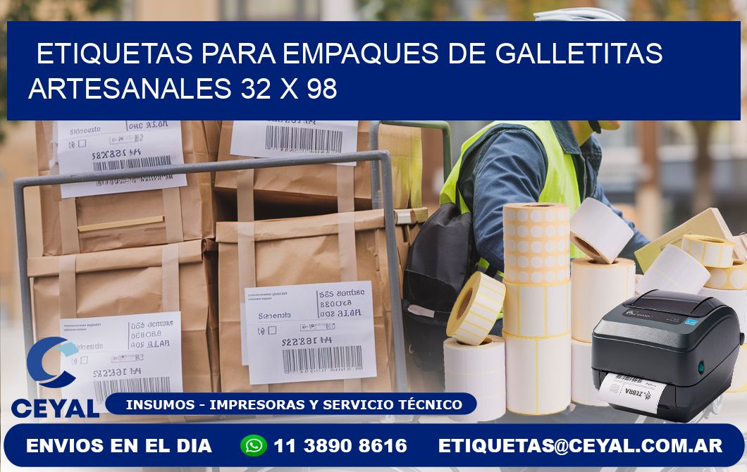 Etiquetas para empaques de galletitas artesanales 32 x 98