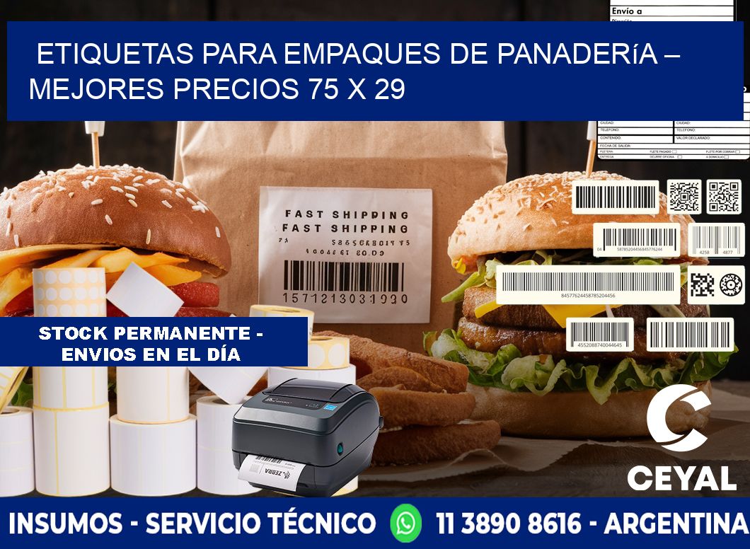 Etiquetas para empaques de panadería – Mejores precios 75 x 29