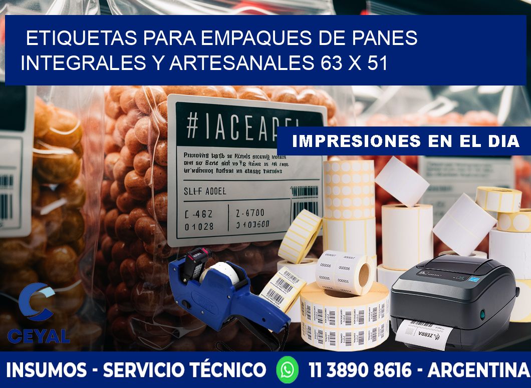 Etiquetas para empaques de panes integrales y artesanales 63 x 51