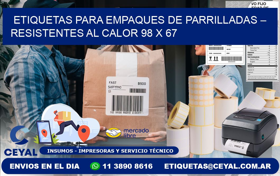 Etiquetas para empaques de parrilladas – Resistentes al calor 98 x 67