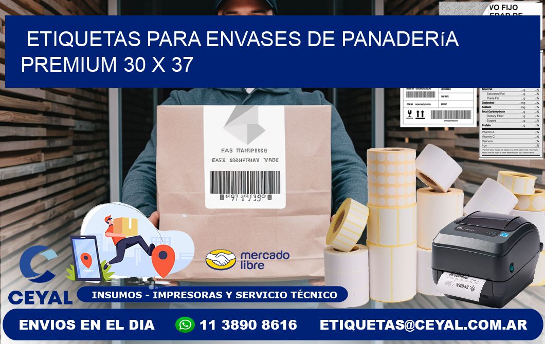 Etiquetas para envases de panadería premium 30 x 37