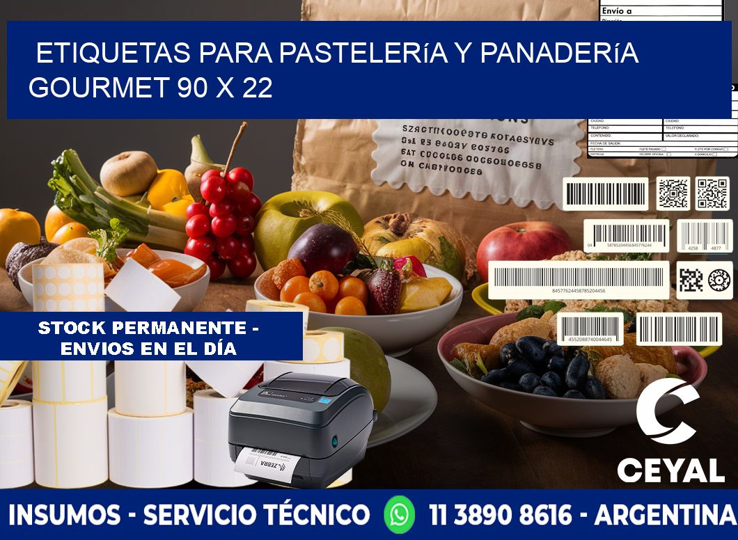 Etiquetas para pastelería y panadería gourmet 90 x 22