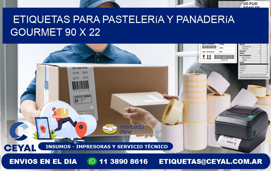 Etiquetas para pastelería y panadería gourmet 90 x 22