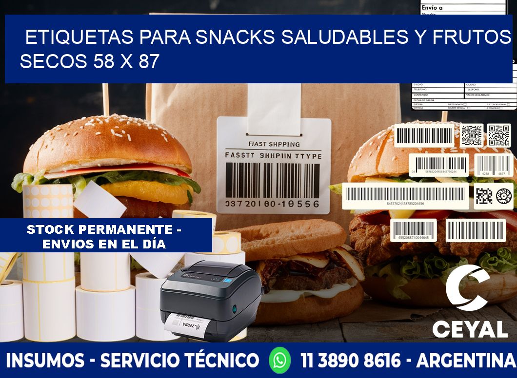 Etiquetas para snacks saludables y frutos secos 58 x 87