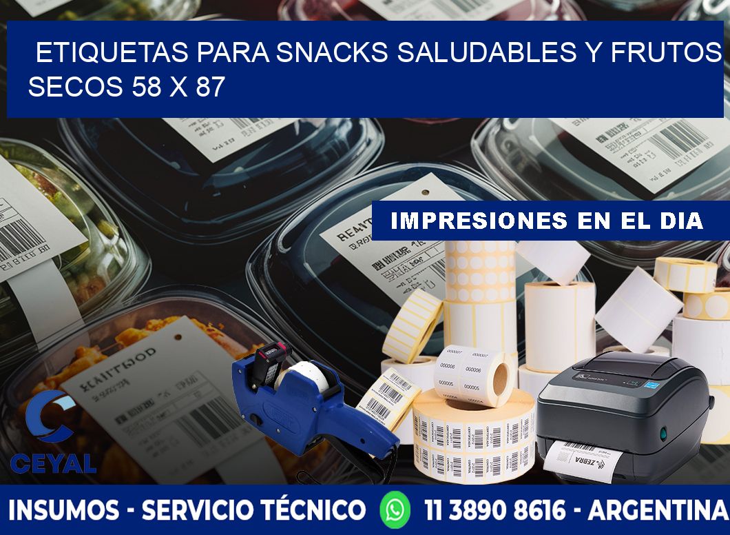 Etiquetas para snacks saludables y frutos secos 58 x 87