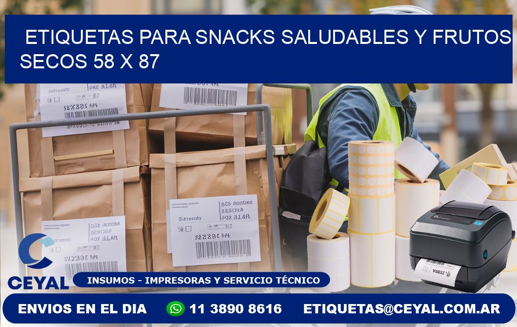 Etiquetas para snacks saludables y frutos secos 58 x 87