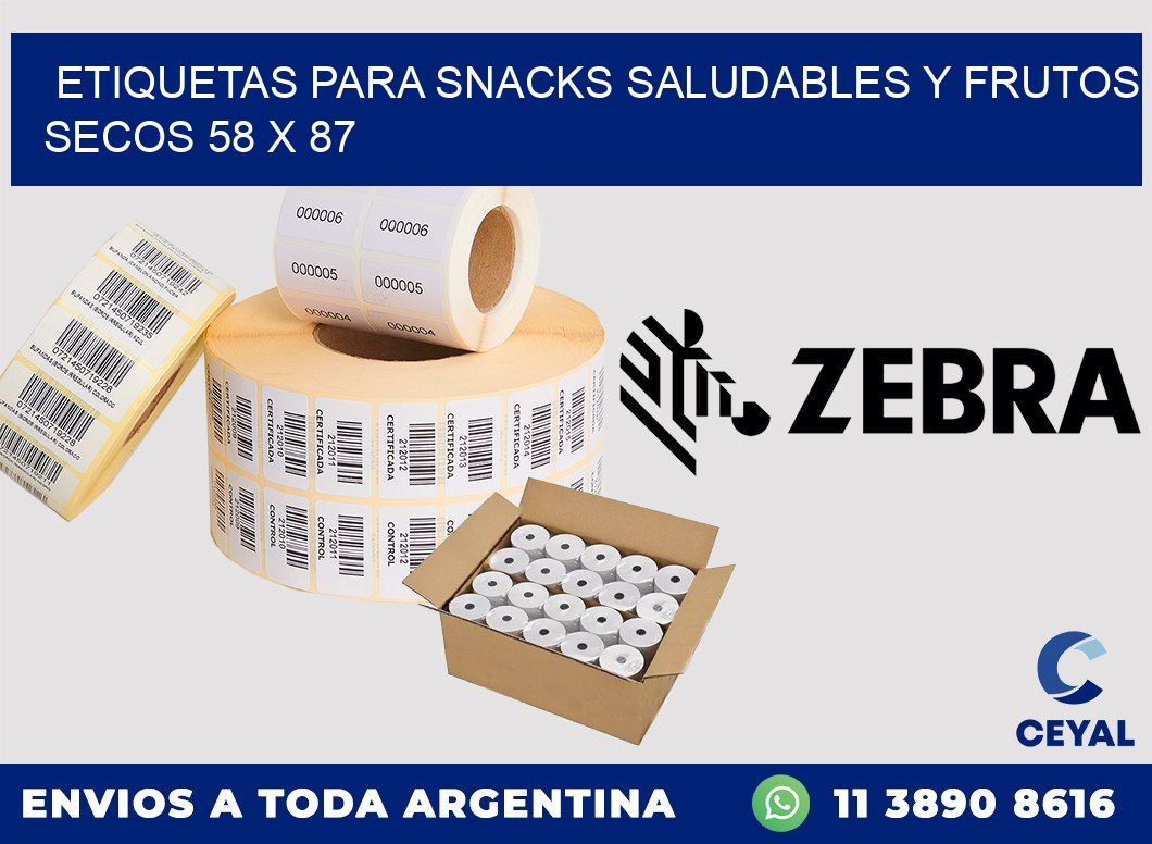 Etiquetas para snacks saludables y frutos secos 58 x 87