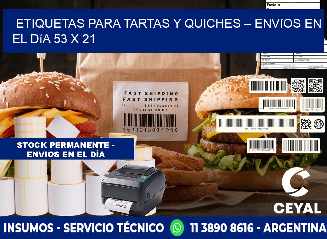 Etiquetas para tartas y quiches – Envíos en el día 53 x 21