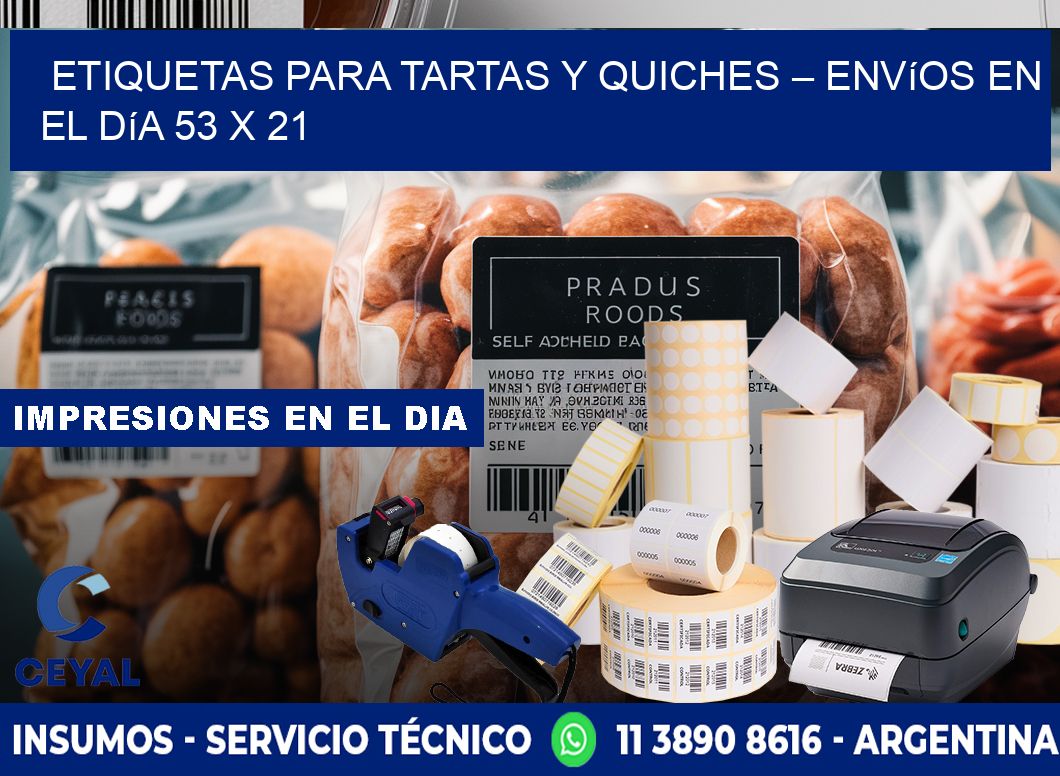 Etiquetas para tartas y quiches – Envíos en el día 53 x 21