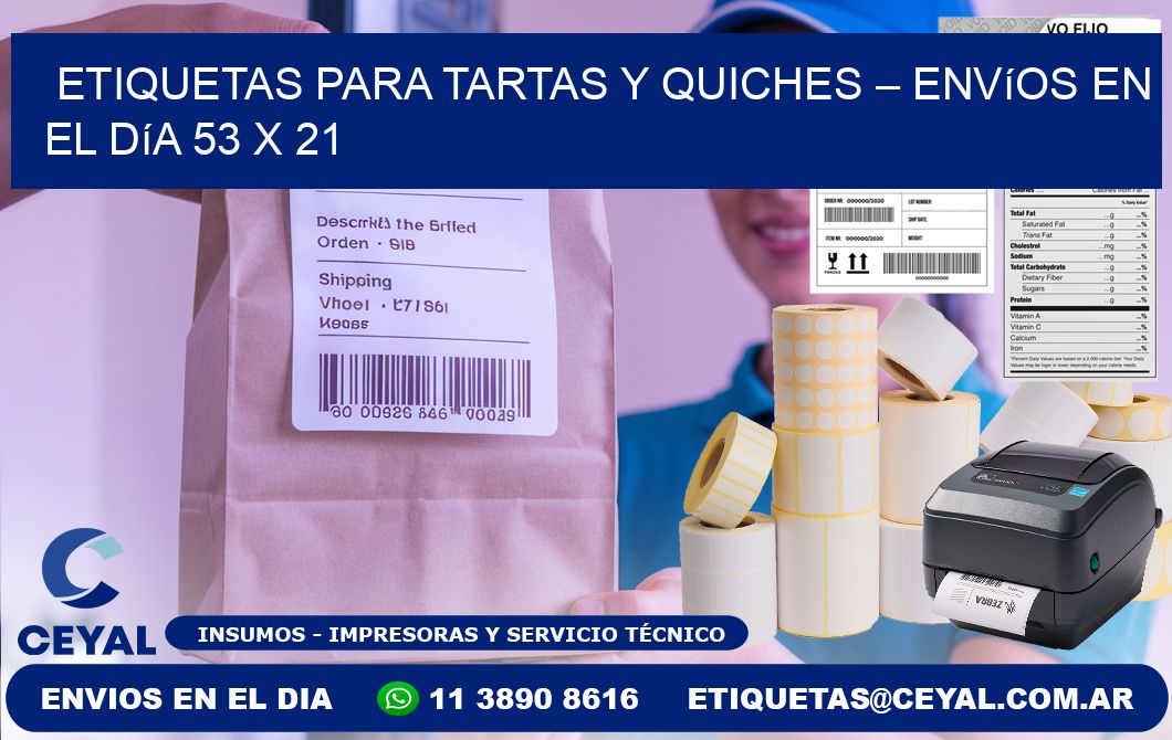 Etiquetas para tartas y quiches – Envíos en el día 53 x 21