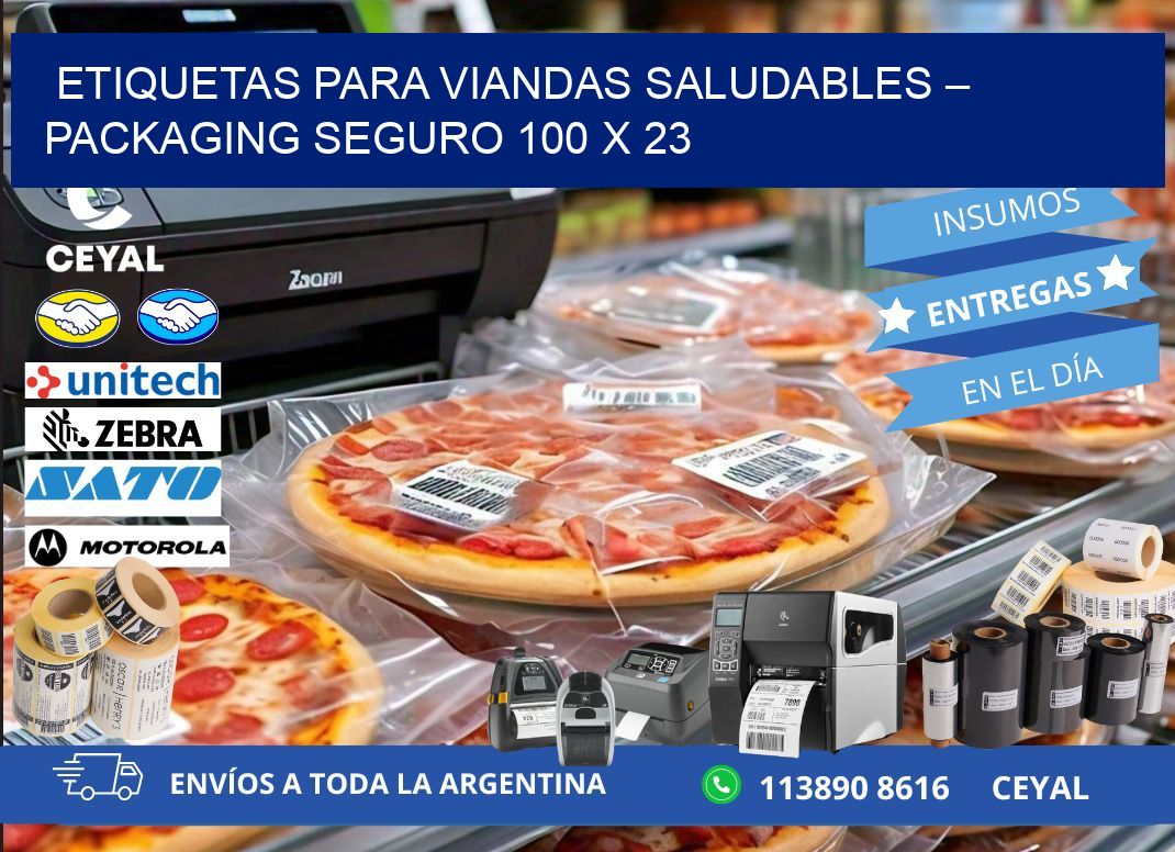 Etiquetas para viandas saludables – Packaging seguro 100 x 23