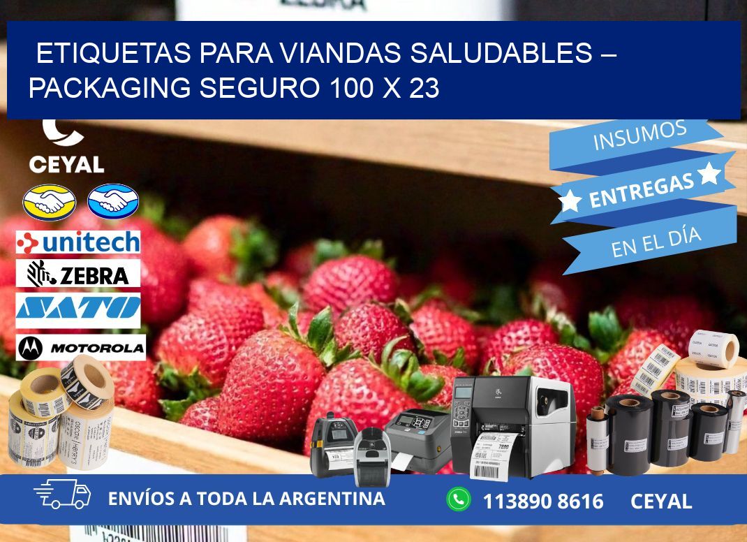 Etiquetas para viandas saludables – Packaging seguro 100 x 23