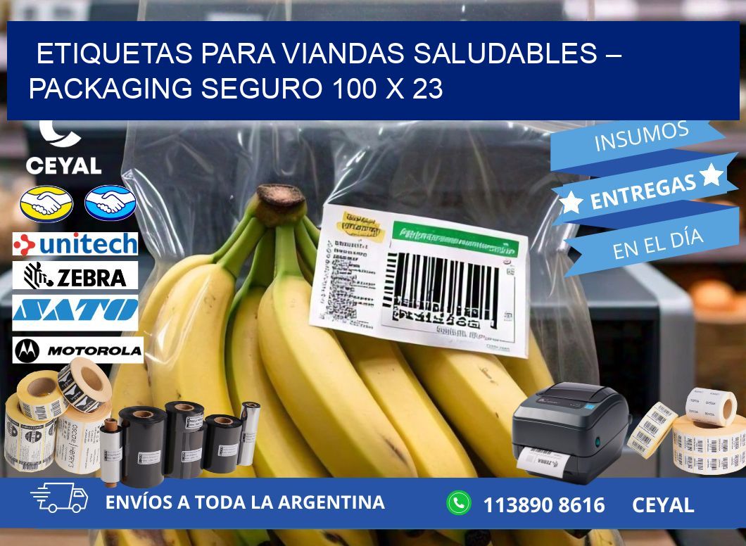 Etiquetas para viandas saludables – Packaging seguro 100 x 23