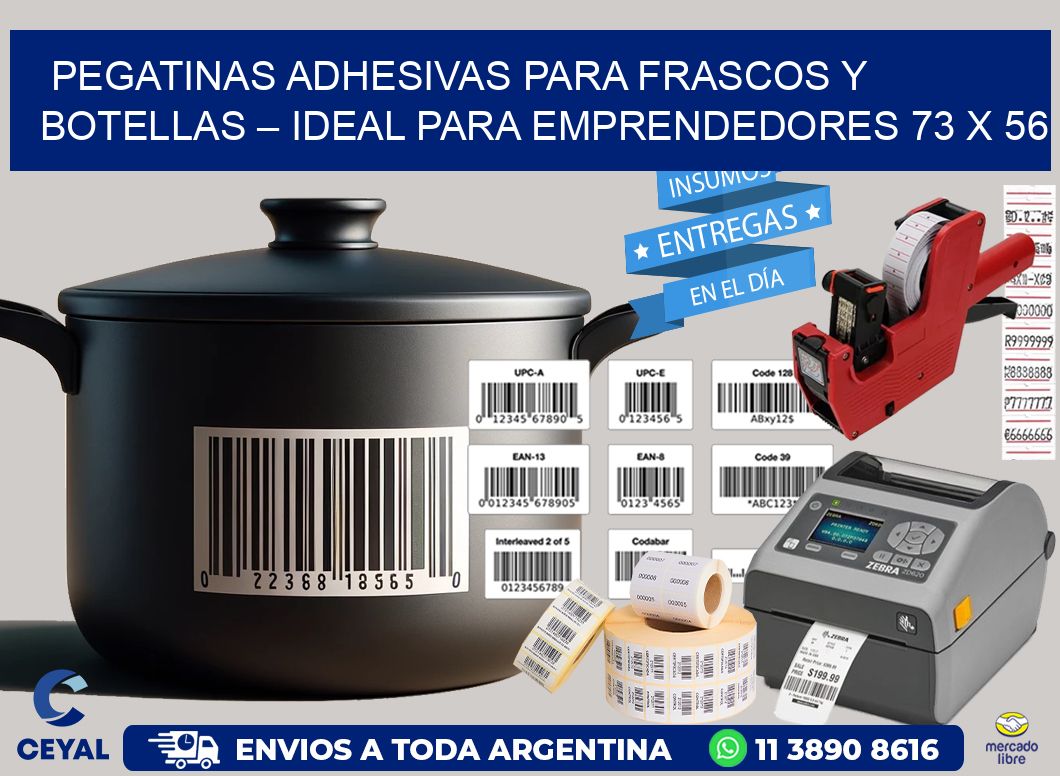 Pegatinas Adhesivas para Frascos y Botellas – Ideal para Emprendedores 73 x 56