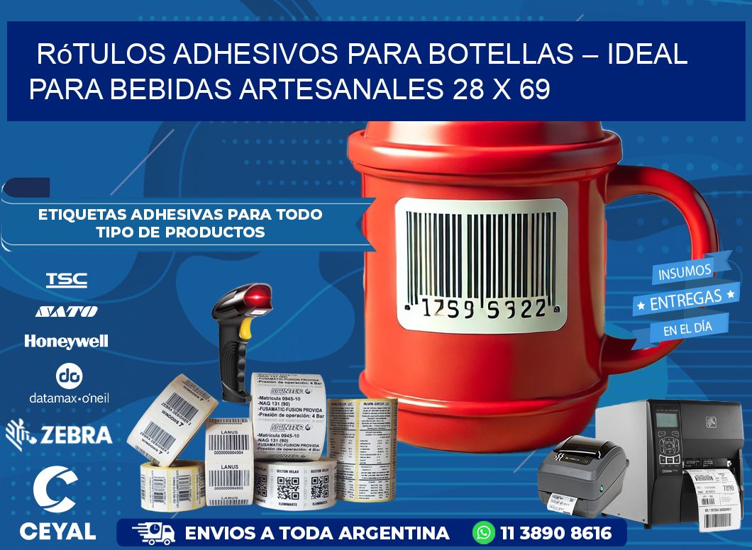 Rótulos Adhesivos para Botellas – Ideal para Bebidas Artesanales 28 x 69