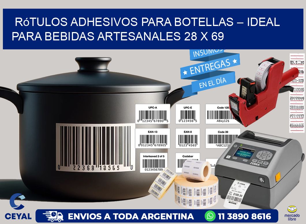 Rótulos Adhesivos para Botellas – Ideal para Bebidas Artesanales 28 x 69