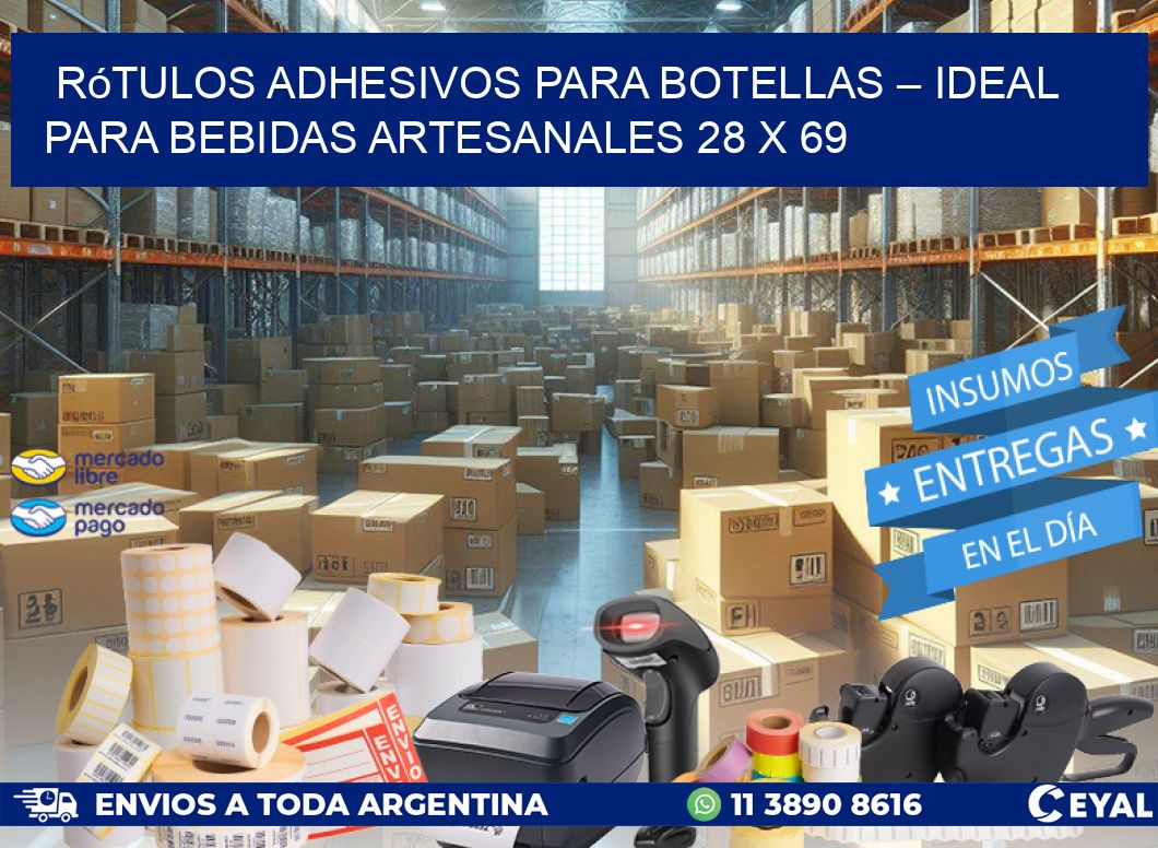 Rótulos Adhesivos para Botellas – Ideal para Bebidas Artesanales 28 x 69