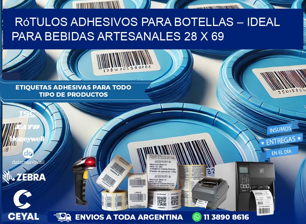 Rótulos Adhesivos para Botellas – Ideal para Bebidas Artesanales 28 x 69