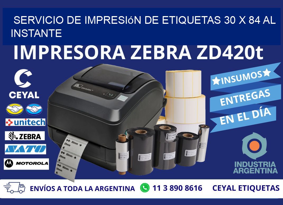 Servicio de Impresión de Etiquetas 30 x 84 al Instante