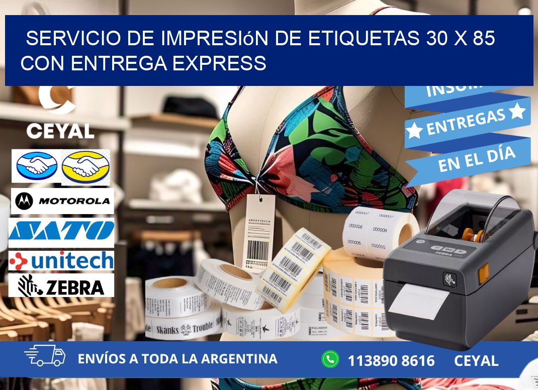 Servicio de Impresión de Etiquetas 30 x 85 con Entrega Express