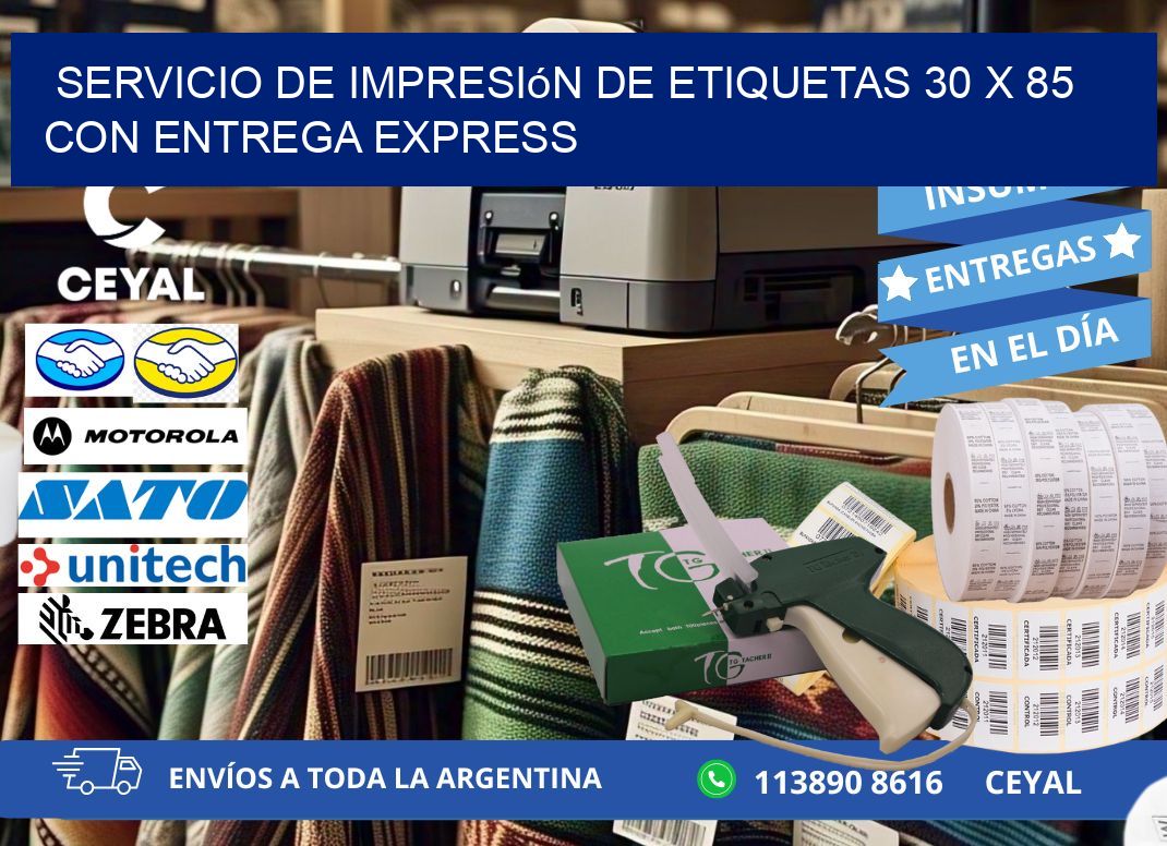 Servicio de Impresión de Etiquetas 30 x 85 con Entrega Express