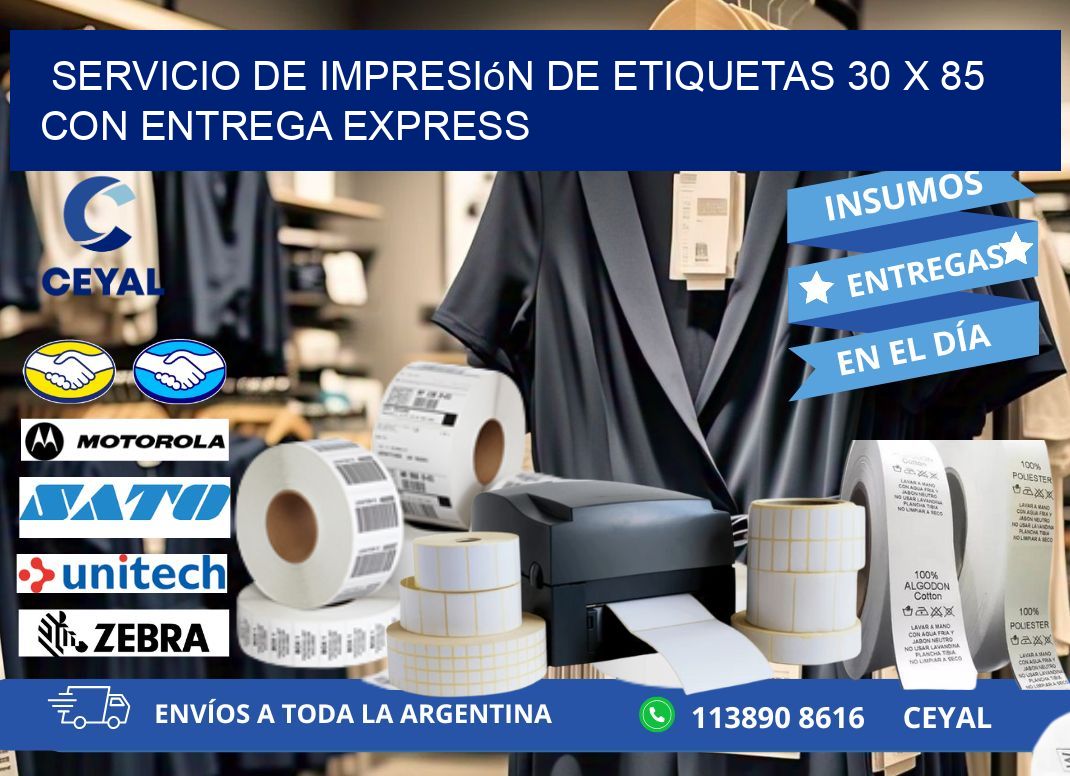 Servicio de Impresión de Etiquetas 30 x 85 con Entrega Express