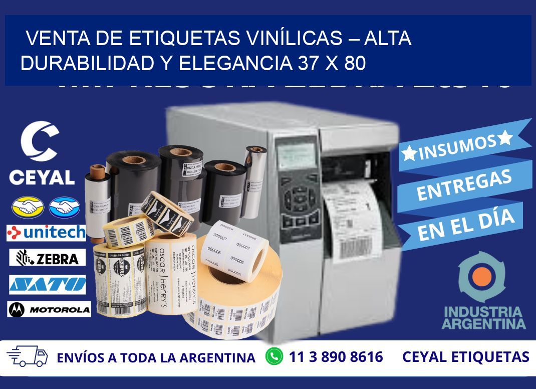 VENTA DE ETIQUETAS VINÍLICAS – ALTA DURABILIDAD Y ELEGANCIA 37 x 80