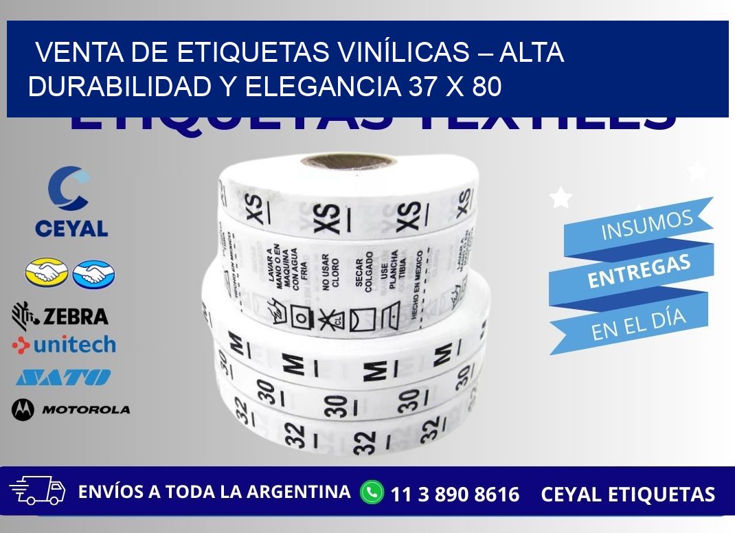 VENTA DE ETIQUETAS VINÍLICAS – ALTA DURABILIDAD Y ELEGANCIA 37 x 80