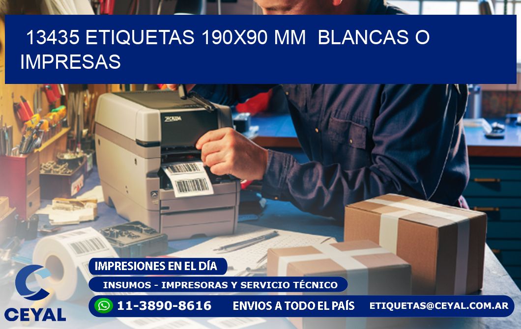 13435 ETIQUETAS 190x90 mm  BLANCAS O IMPRESAS