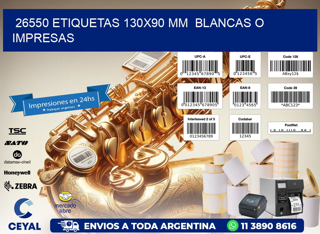 26550 ETIQUETAS 130x90 mm  BLANCAS O IMPRESAS