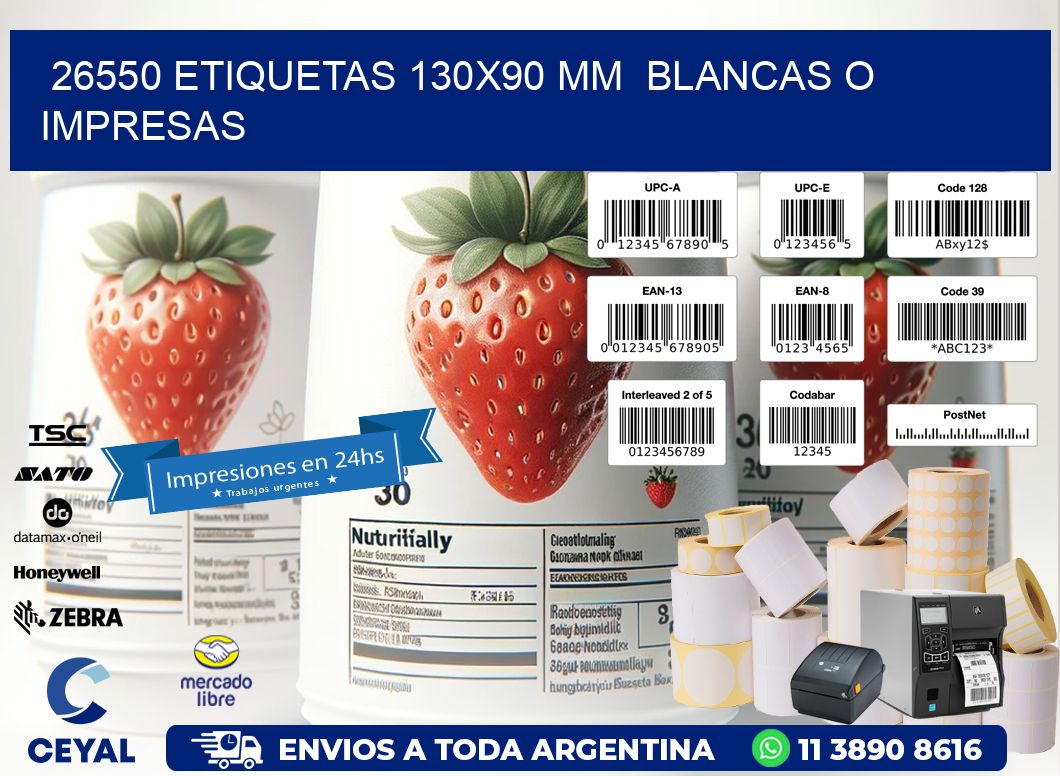 26550 ETIQUETAS 130x90 mm  BLANCAS O IMPRESAS