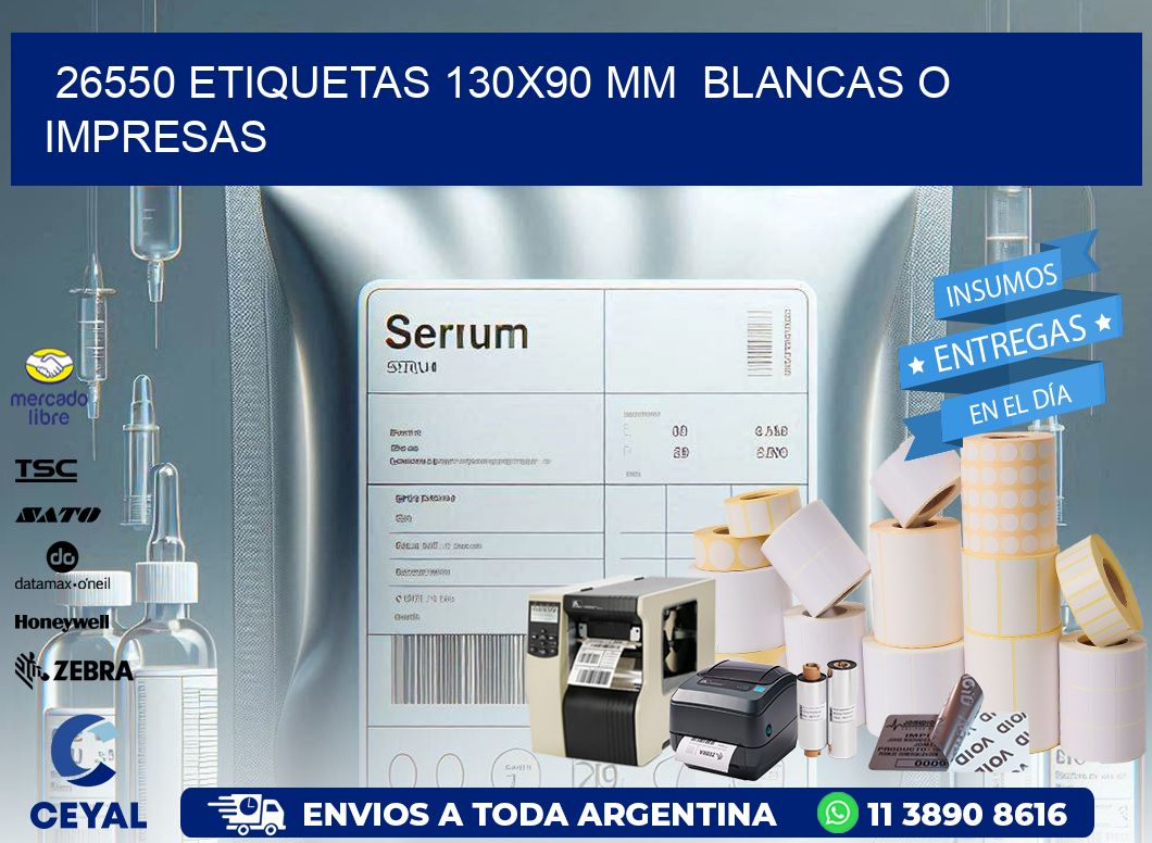 26550 ETIQUETAS 130×90 mm  BLANCAS O IMPRESAS