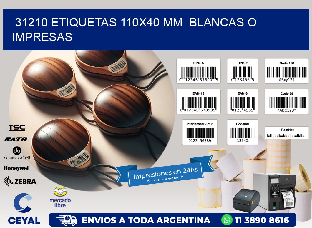 31210 ETIQUETAS 110x40 mm  BLANCAS O IMPRESAS