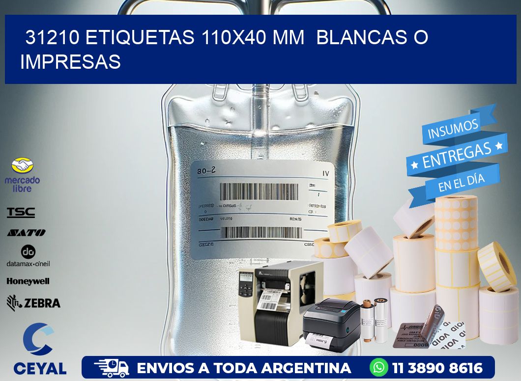 31210 ETIQUETAS 110×40 mm  BLANCAS O IMPRESAS