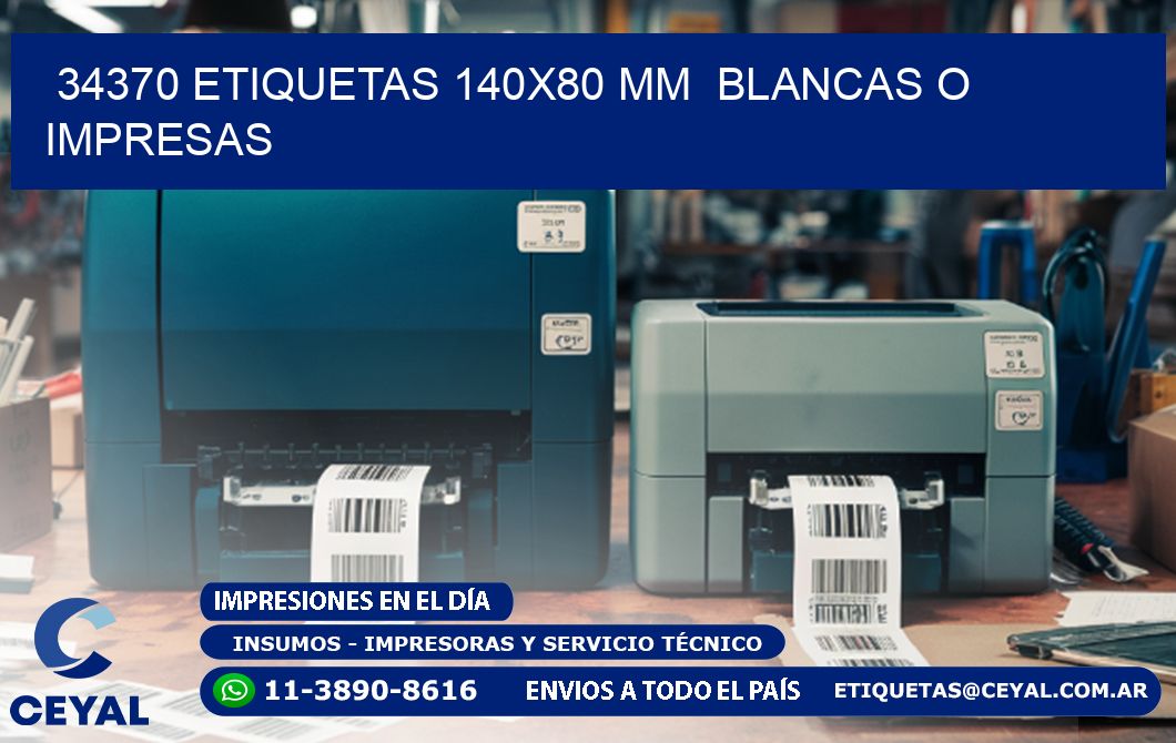 34370 ETIQUETAS 140x80 mm  BLANCAS O IMPRESAS