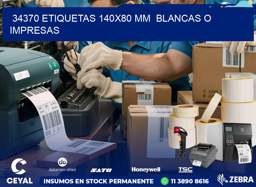 34370 ETIQUETAS 140×80 mm  BLANCAS O IMPRESAS