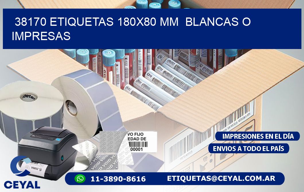 38170 ETIQUETAS 180x80 mm  BLANCAS O IMPRESAS