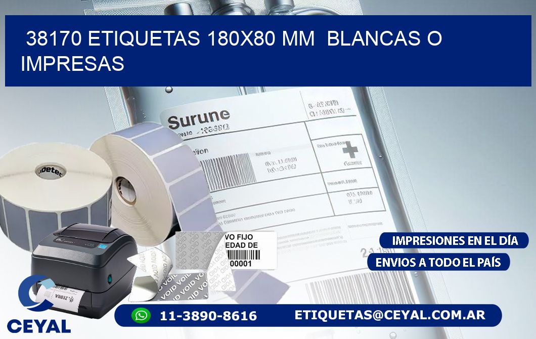 38170 ETIQUETAS 180x80 mm  BLANCAS O IMPRESAS