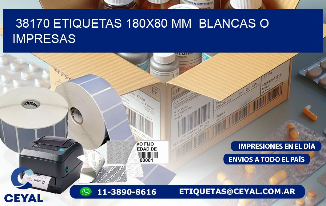 38170 ETIQUETAS 180x80 mm  BLANCAS O IMPRESAS