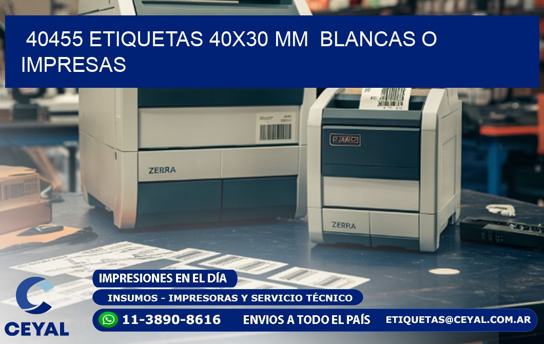 40455 ETIQUETAS 40x30 mm  BLANCAS O IMPRESAS