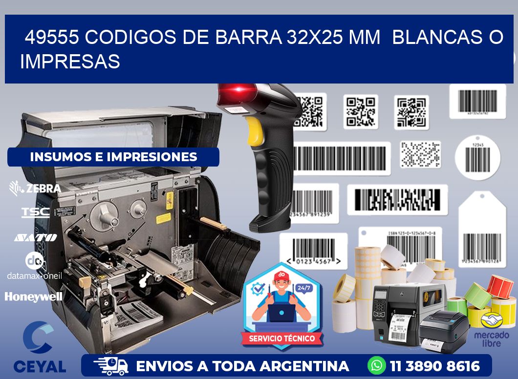 49555 CODIGOS DE BARRA 32x25 mm  BLANCAS O IMPRESAS