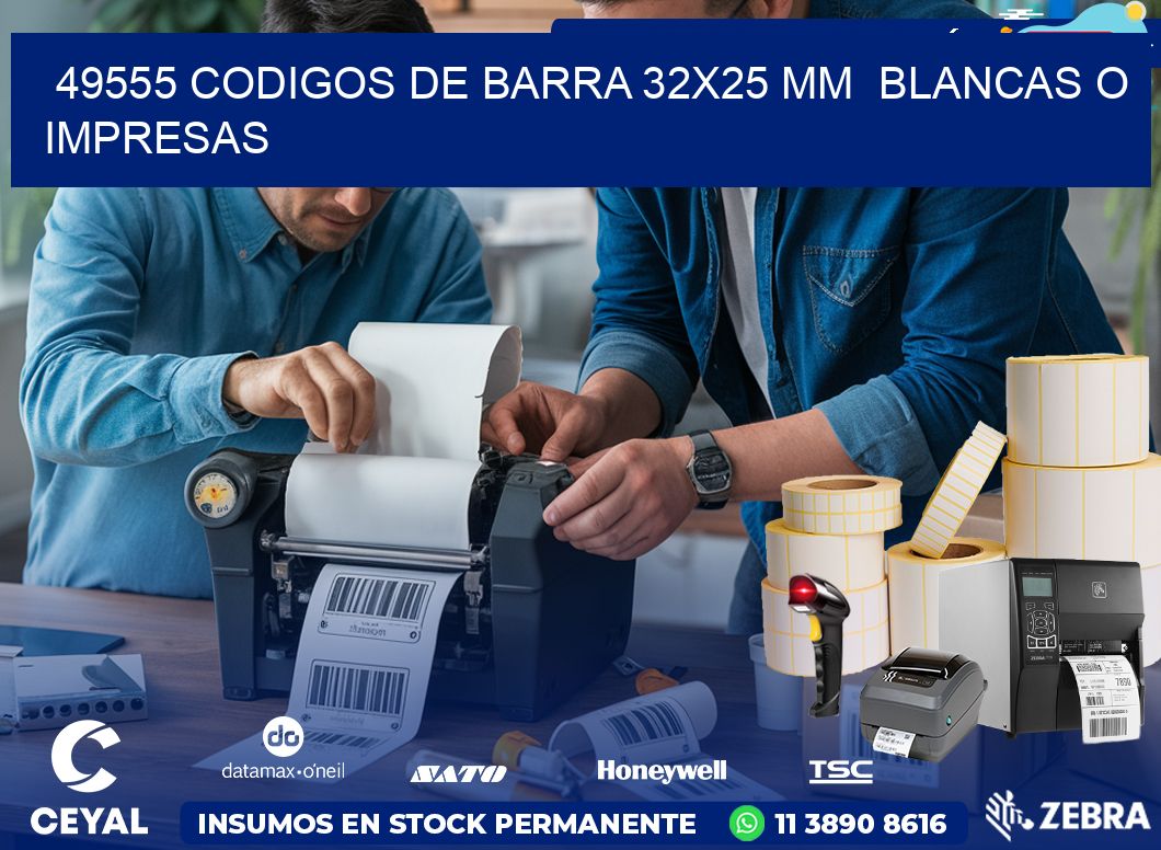 49555 CODIGOS DE BARRA 32×25 mm  BLANCAS O IMPRESAS