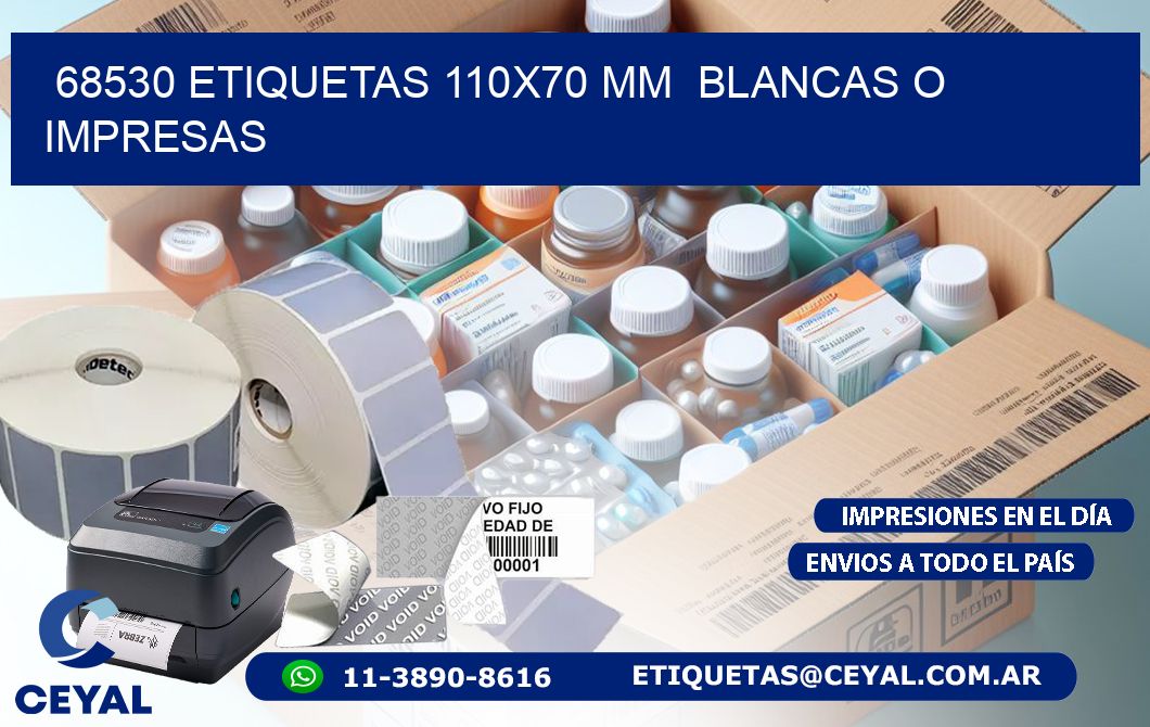 68530 ETIQUETAS 110x70 mm  BLANCAS O IMPRESAS