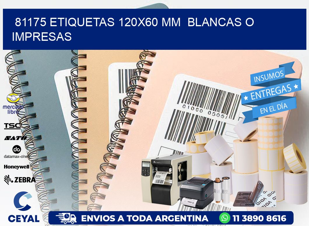 81175 ETIQUETAS 120x60 mm  BLANCAS O IMPRESAS