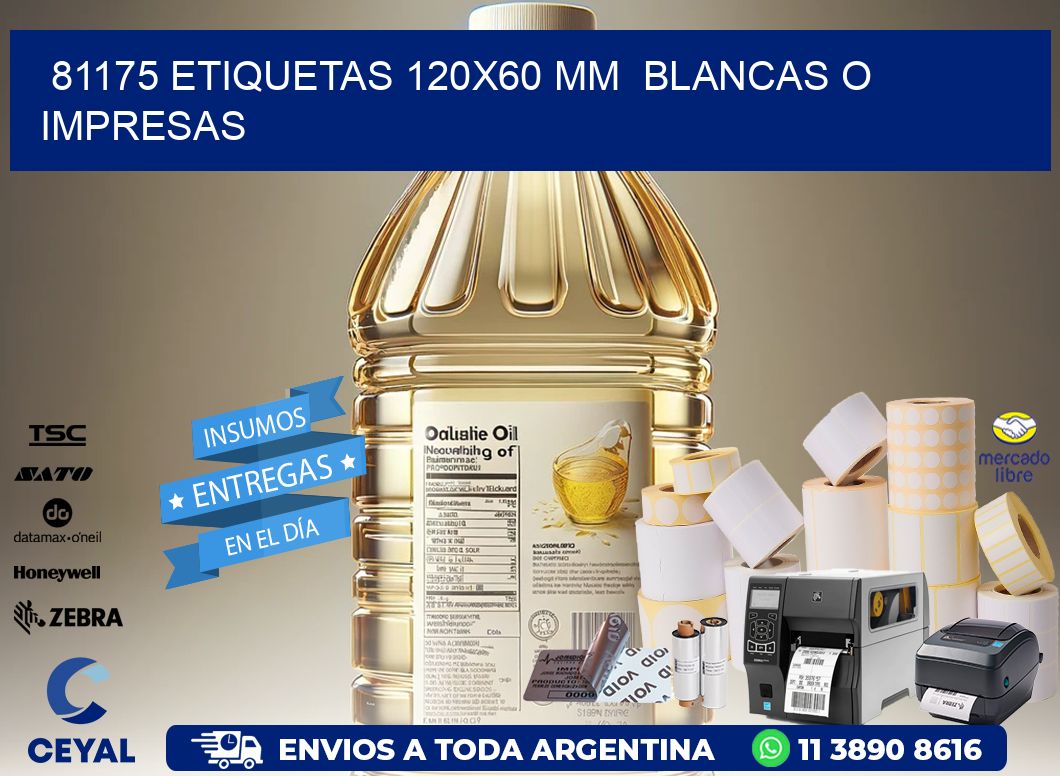 81175 ETIQUETAS 120x60 mm  BLANCAS O IMPRESAS