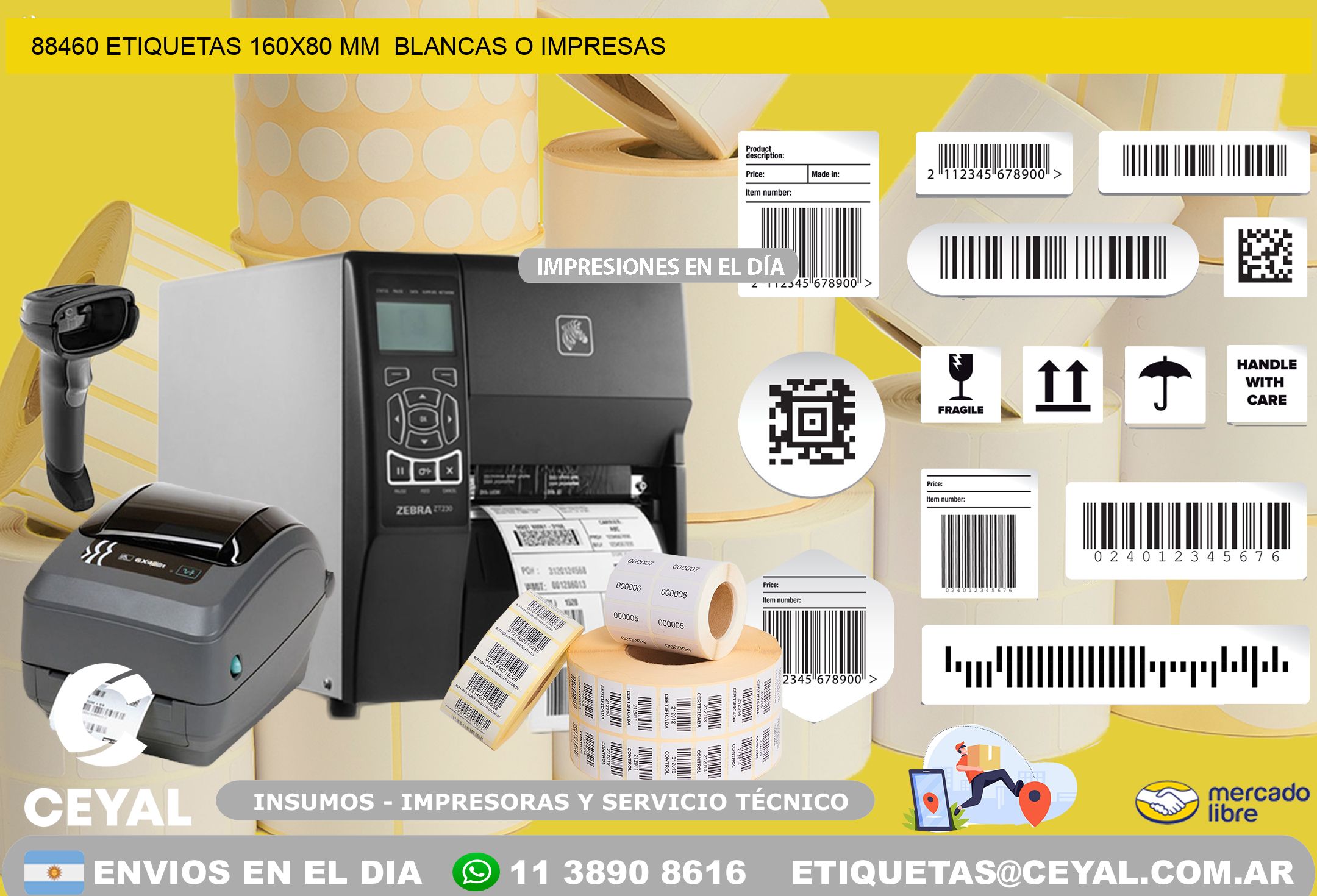 88460 ETIQUETAS 160×80 mm  BLANCAS O IMPRESAS