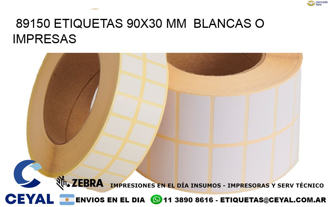 89150 ETIQUETAS 90x30 mm  BLANCAS O IMPRESAS