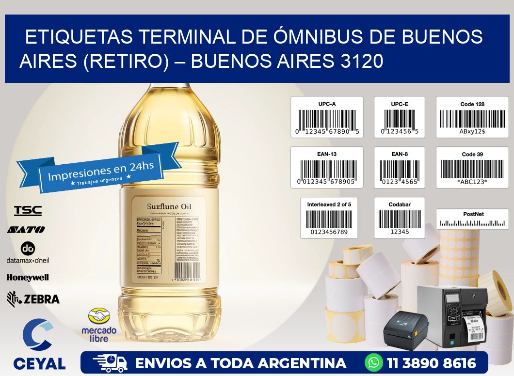 ETIQUETAS TERMINAL DE ÓMNIBUS DE BUENOS AIRES (RETIRO) – BUENOS AIRES 3120